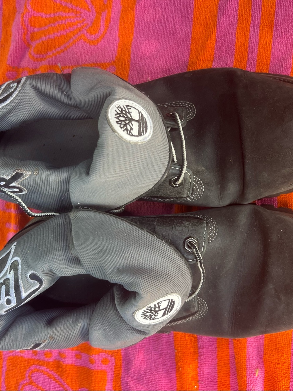 Timberland Black Boots with Gray Collar